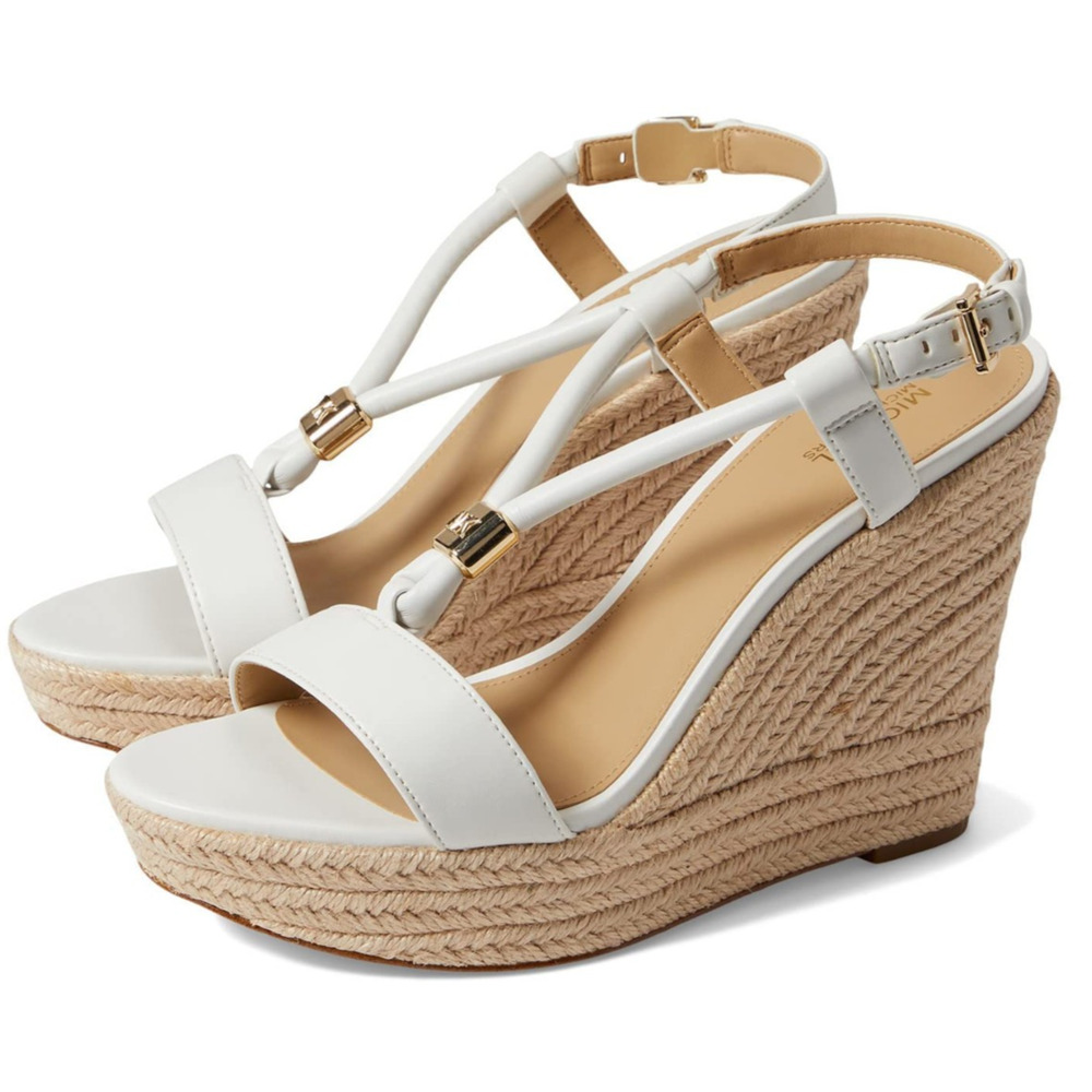 MICHAEL MICHAEL KORS Women's Annie Wedge Sandals Optic White Size 8.5 - Picture 1 of 5